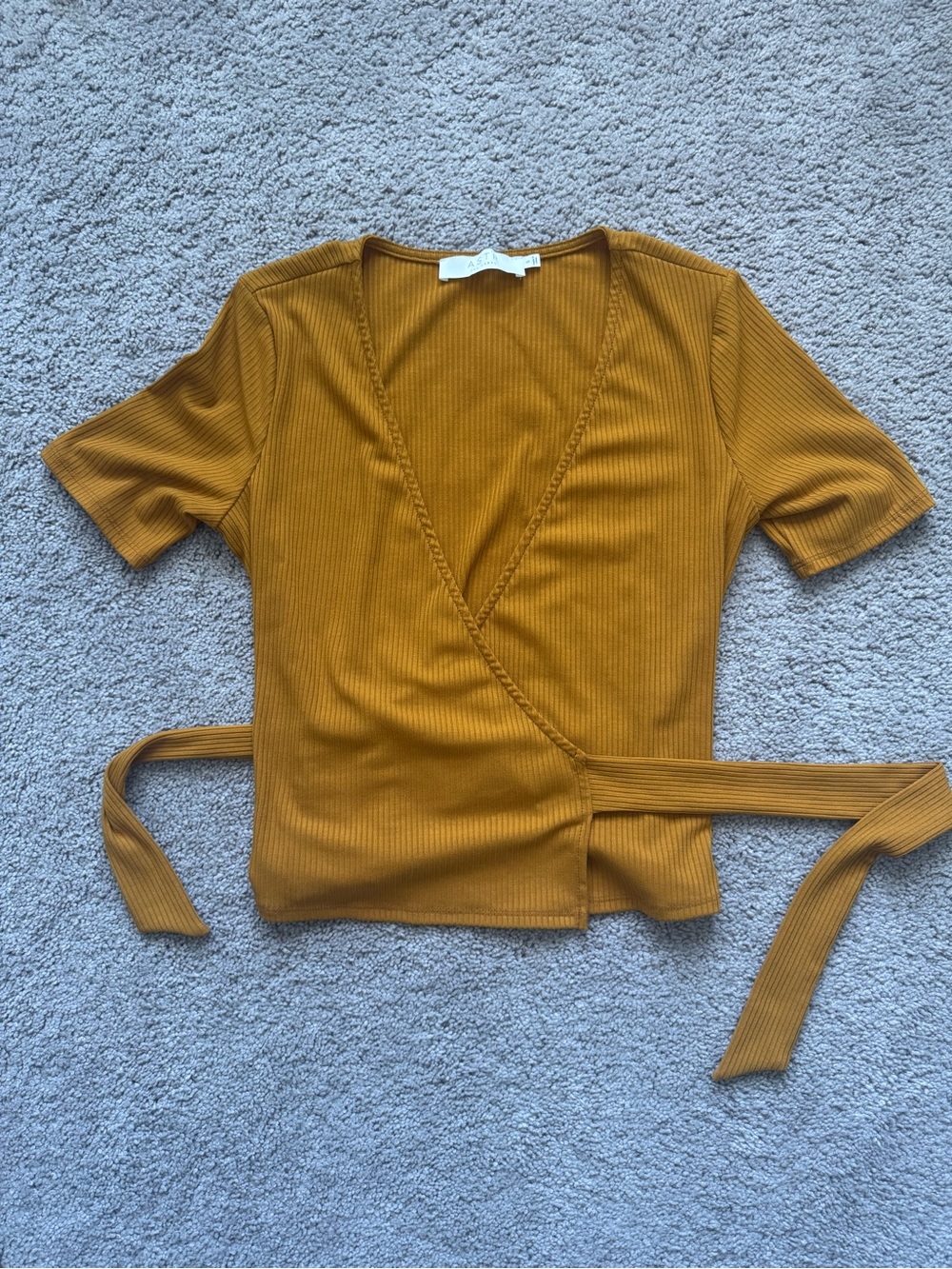 Astr Wrap-Front Ribbed Top